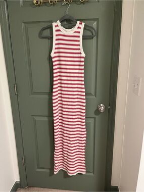 Universal Thread White, Red & Black Striped Ribbed Tank Dress
